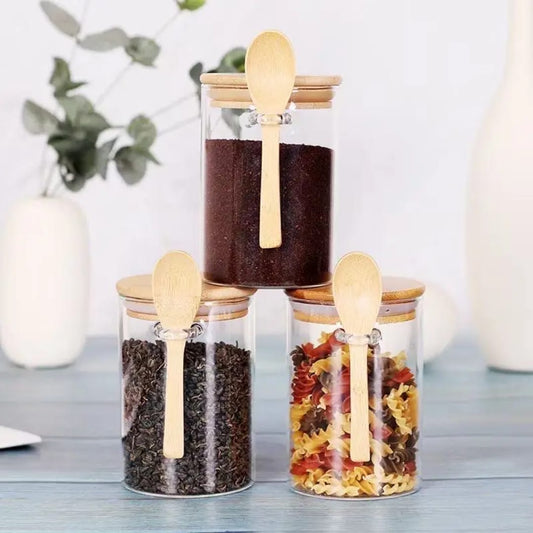 Spice Jar with Wooden Spoon | - Elegant Households KE