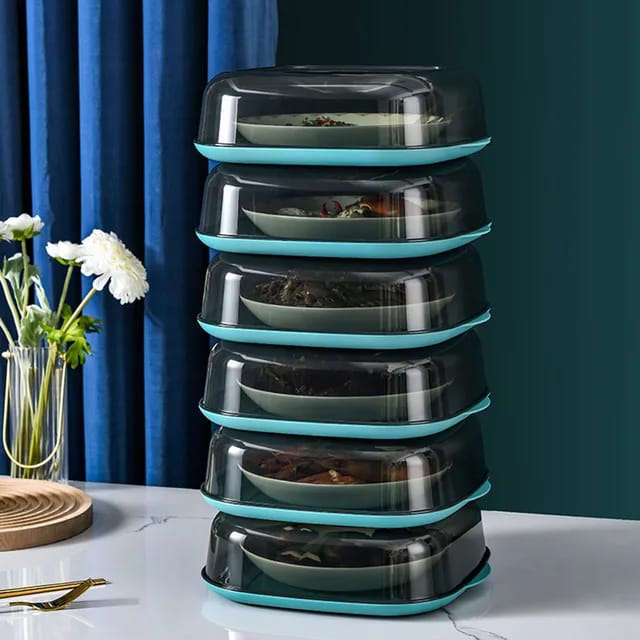 Square Acrylic Clear Food cover with base dish Microwavable | - Elegant Households KE