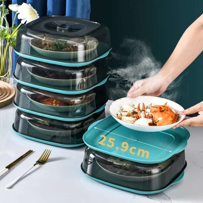 Square Acrylic Clear Food cover with base dish Microwavable | - Elegant Households KE