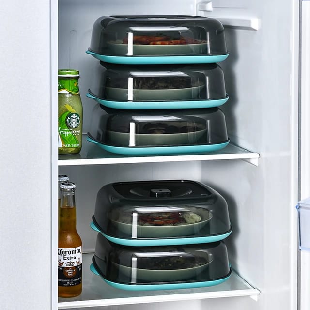 Square Acrylic Clear Food cover with base dish Microwavable | - Elegant Households KE