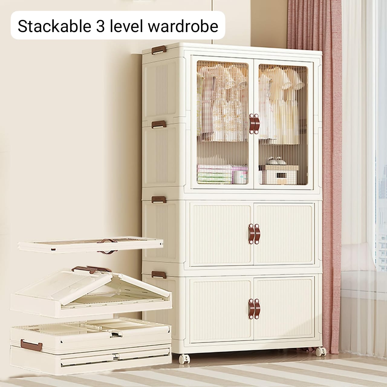 Stackable 3 Level plastic Portable Wardrobe/Closet | - Elegant Households KE