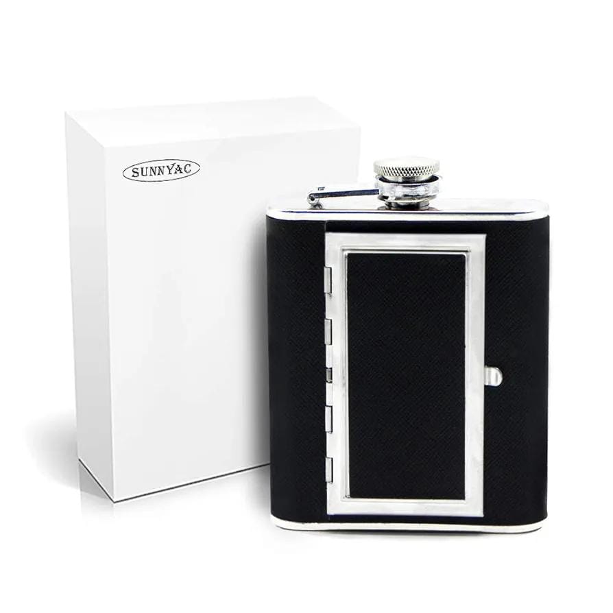 Stainless Steel Hip Flask with Hidden Cigarette Storage | Pocket Flask | - Elegant Households KE