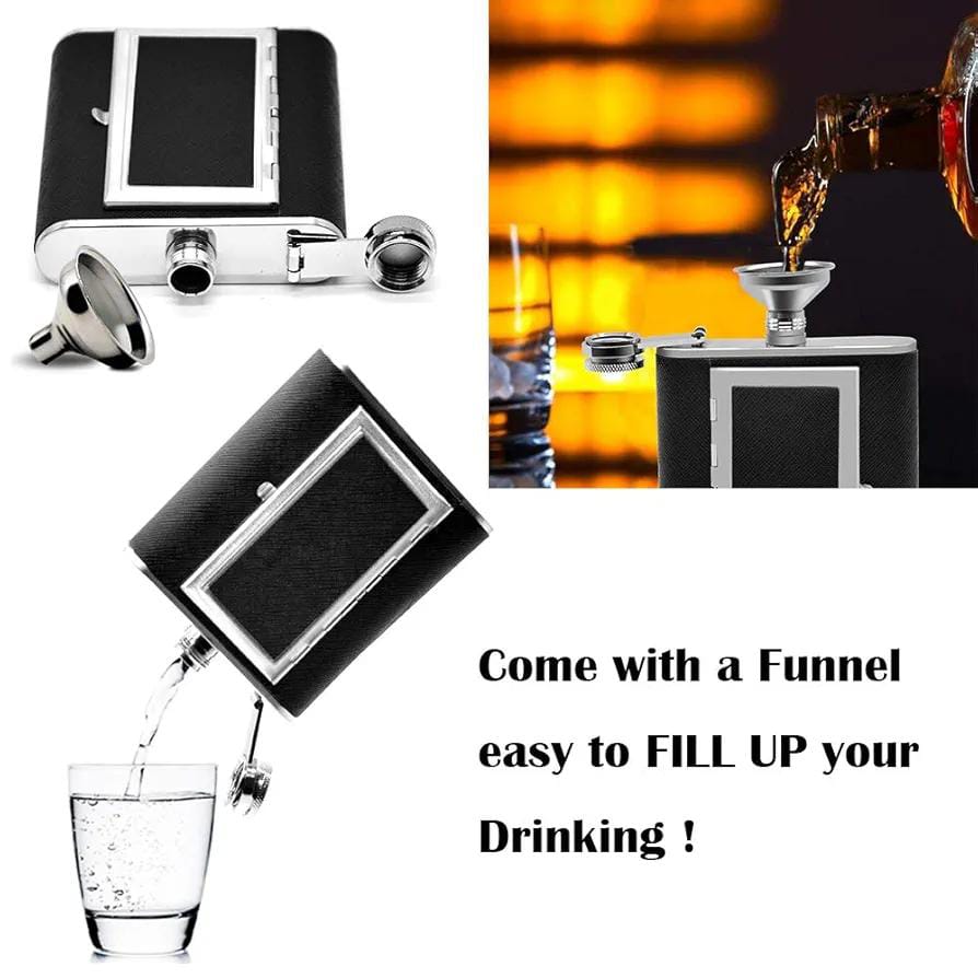 Stainless Steel Hip Flask with Hidden Cigarette Storage | Pocket Flask | - Elegant Households KE
