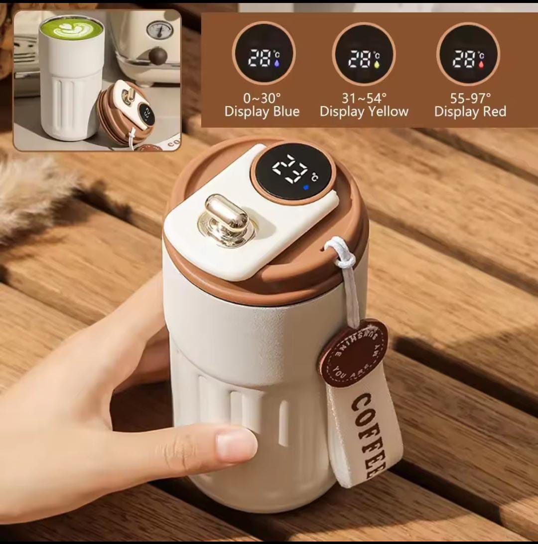 Stainless steel insulated Vacuum cup with Temperature Display | - Elegant Households KE