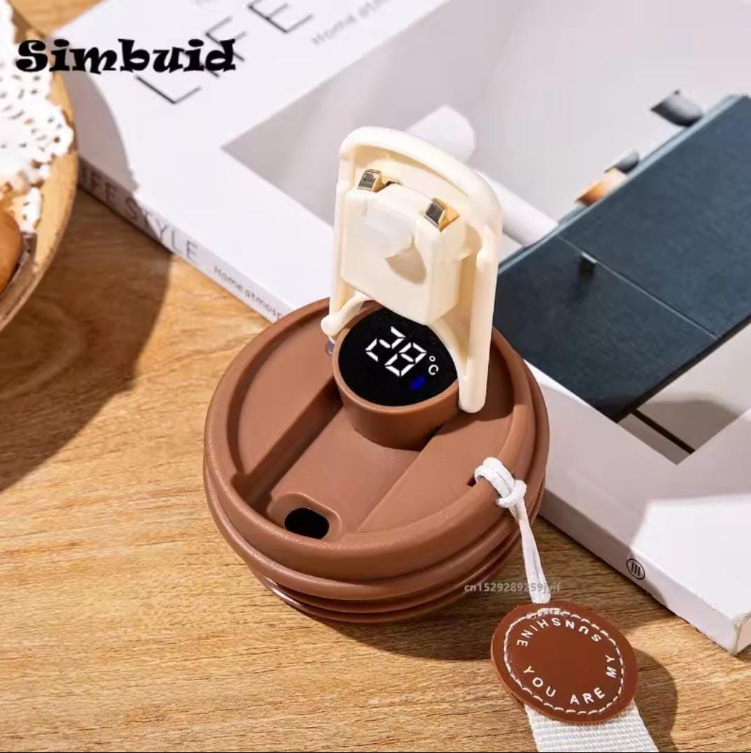Stainless steel insulated Vacuum cup with Temperature Display | - Elegant Households KE