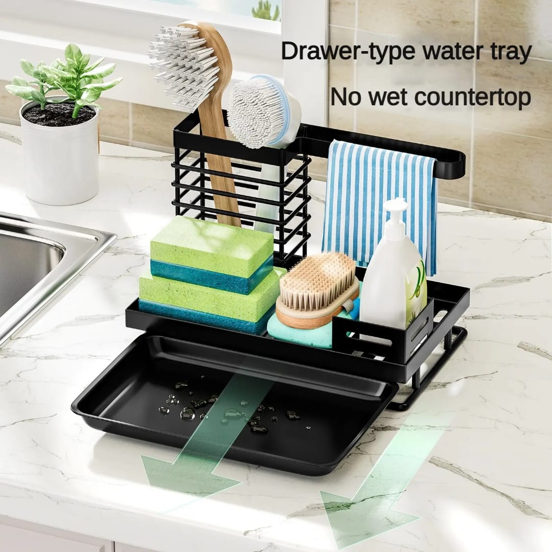 Stainless Steel Sink Caddy – Kitchen Sponge & Soap Holder | - Elegant Households KE
