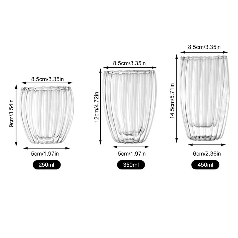Stripe Double Wall Glass Mug | - Elegant Households KE