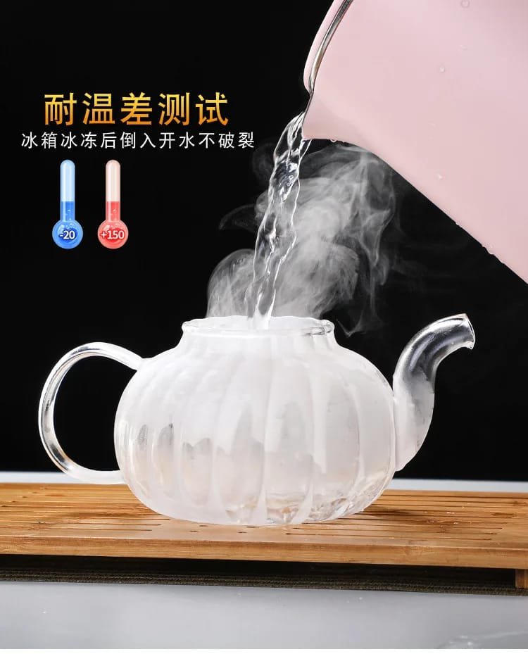 Stripped High Borosilicate glass tea/Coffee pot with stainless steel glass filter infuser | - Elegant Households KE