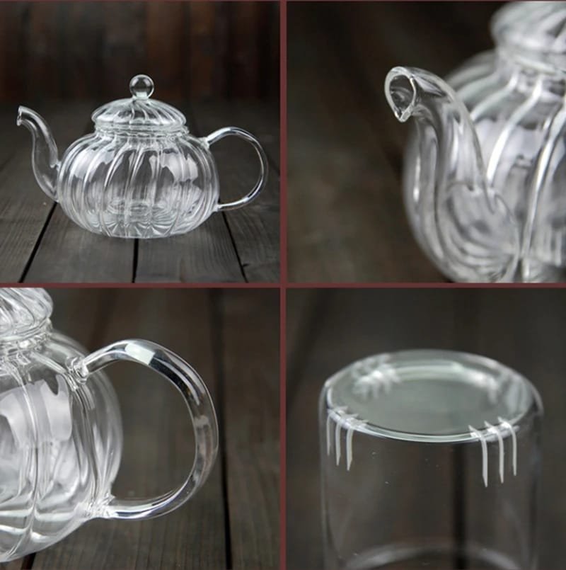 Stripped High Borosilicate glass tea/Coffee pot with stainless steel glass filter infuser | - Elegant Households KE