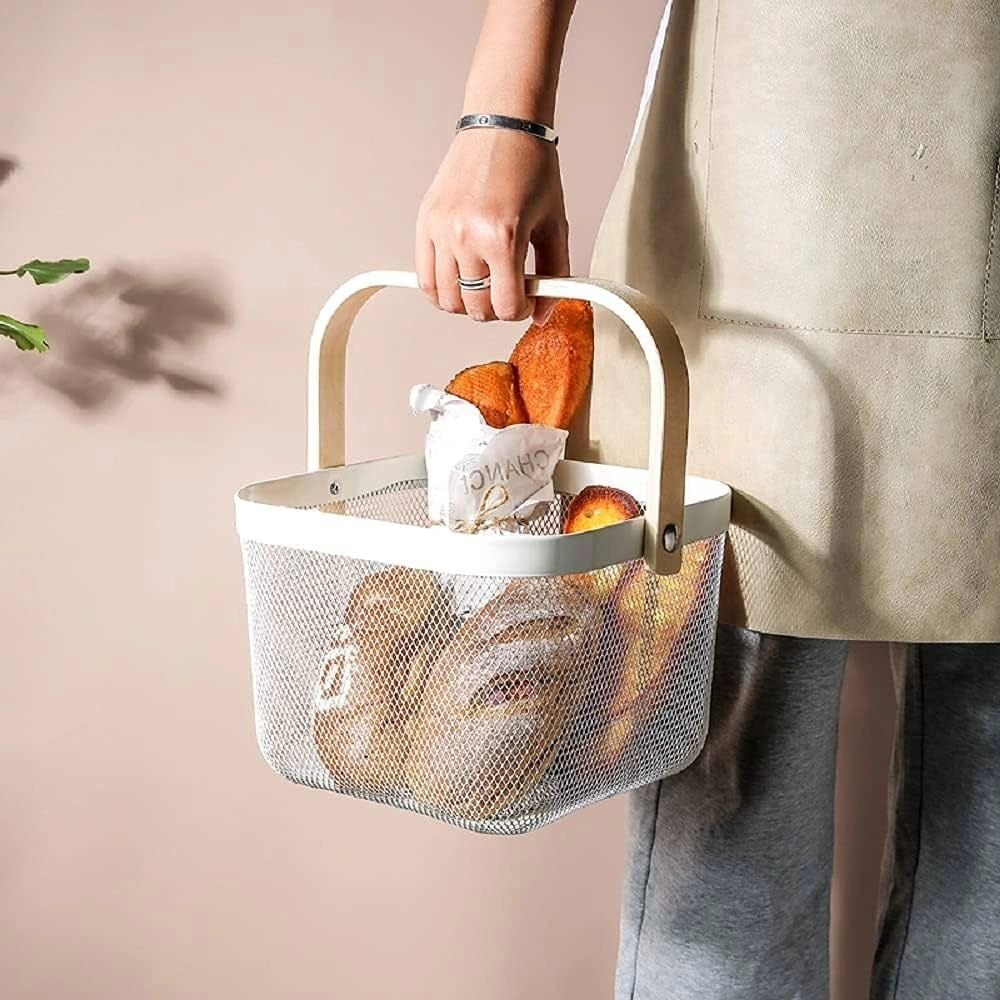 Strong Mesh Basket with Wooden Handle | - Elegant Households KE