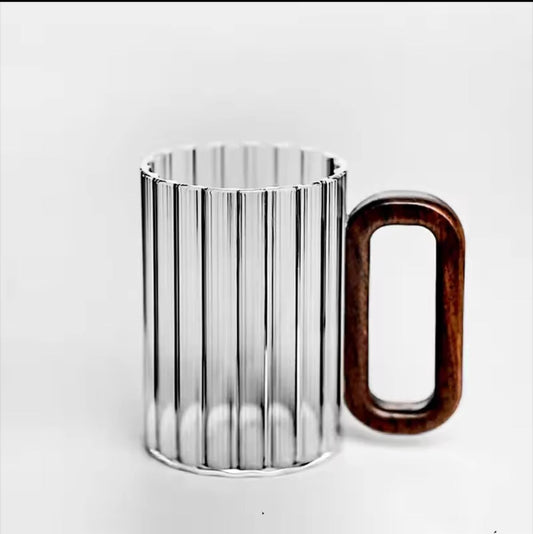 Stylish Heat Resistant Borosilicate Ribbed Glass Mug | - Elegant Households KE