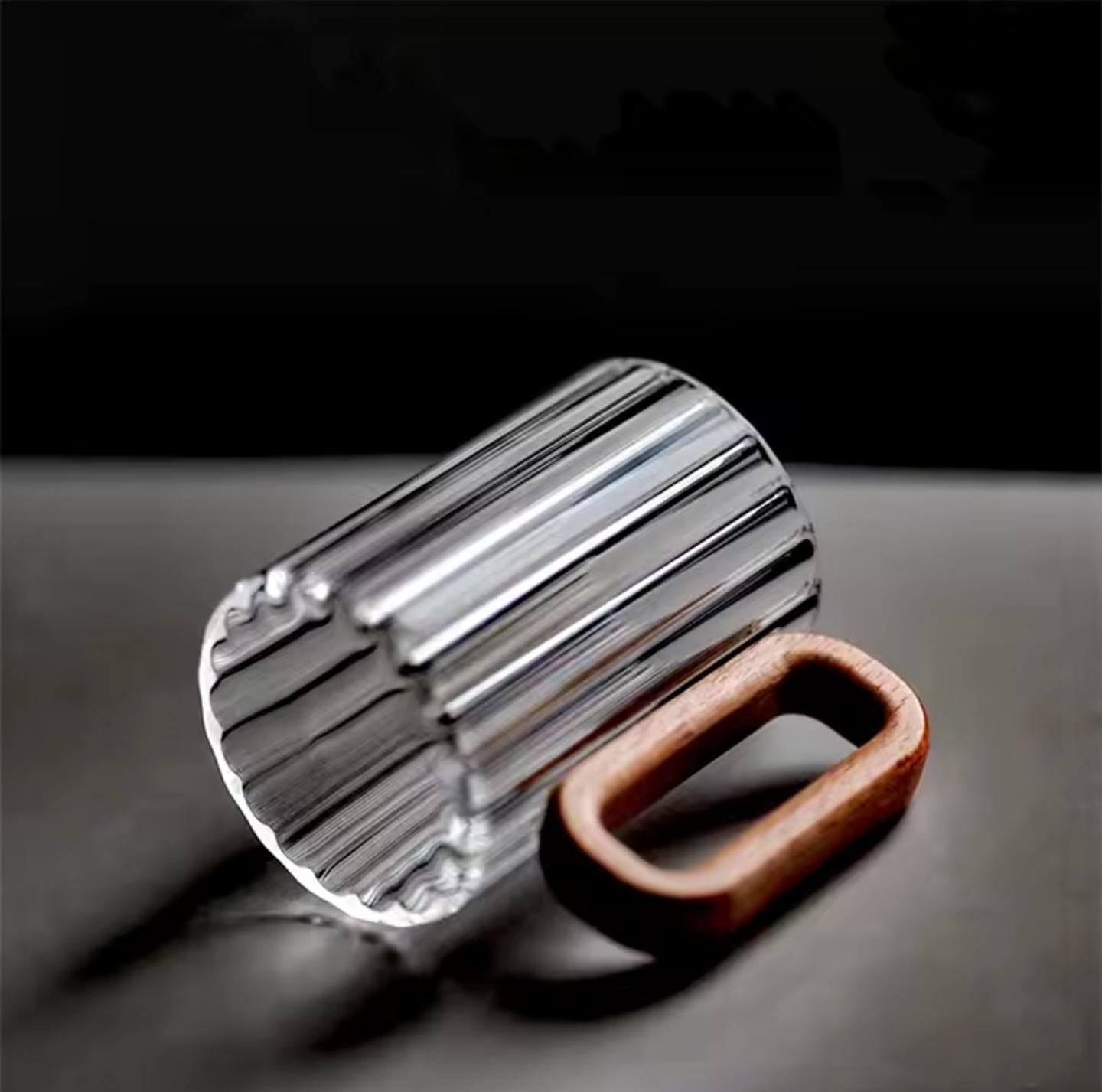 Stylish Heat Resistant Borosilicate Ribbed Glass Mug | - Elegant Households KE