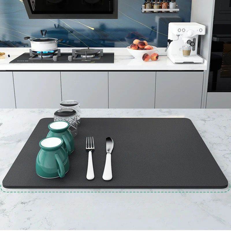 Super absorbent Nonslip Drain dish drying mat | - Elegant Households KE