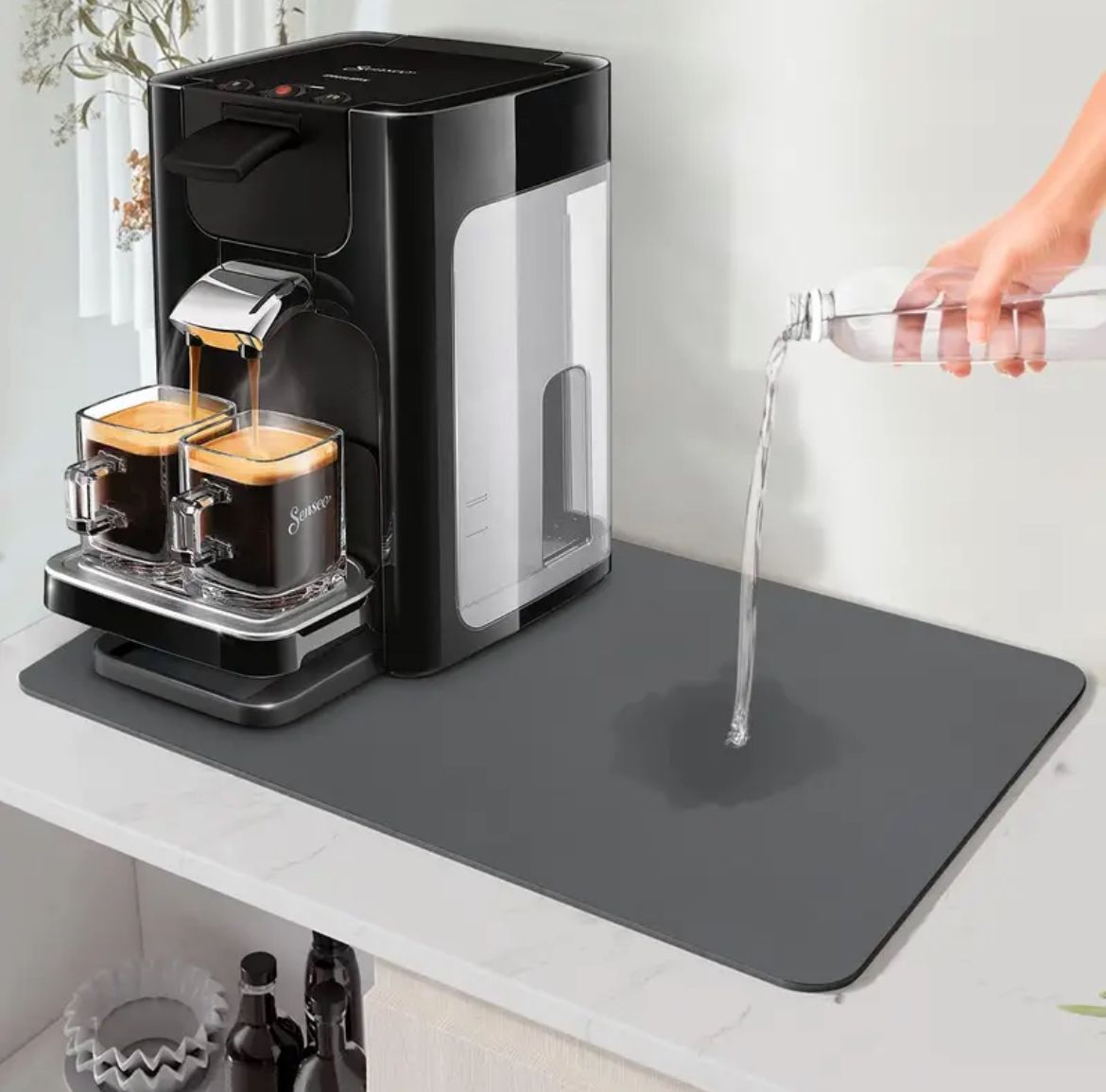 Super absorbent Nonslip Drain dish drying mat | - Elegant Households KE