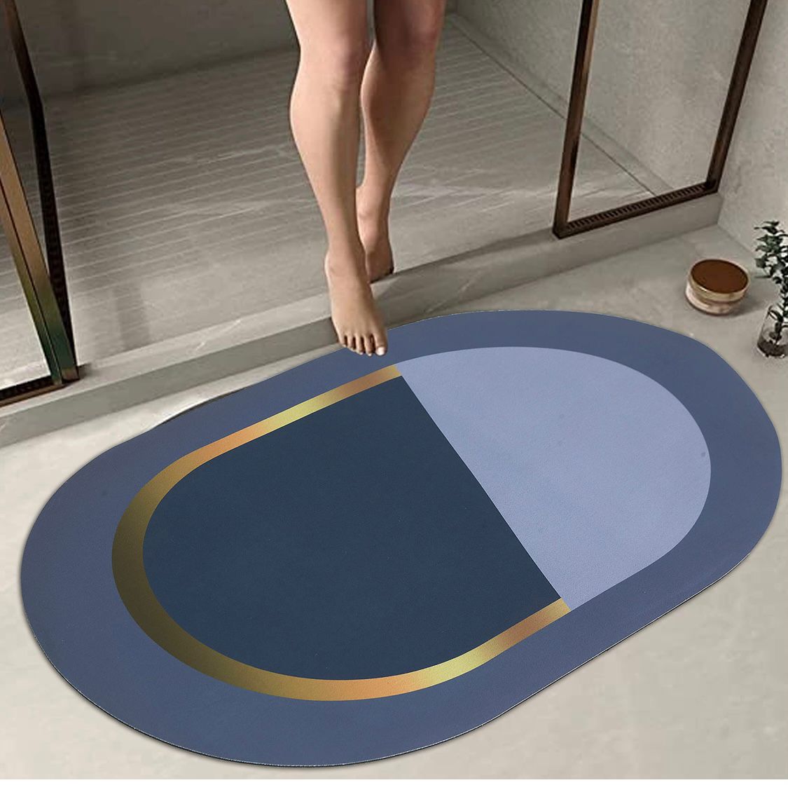 Super Absorbent oval rubber Mat,Slip - resistant Bath Room Mat | - Elegant Households KE