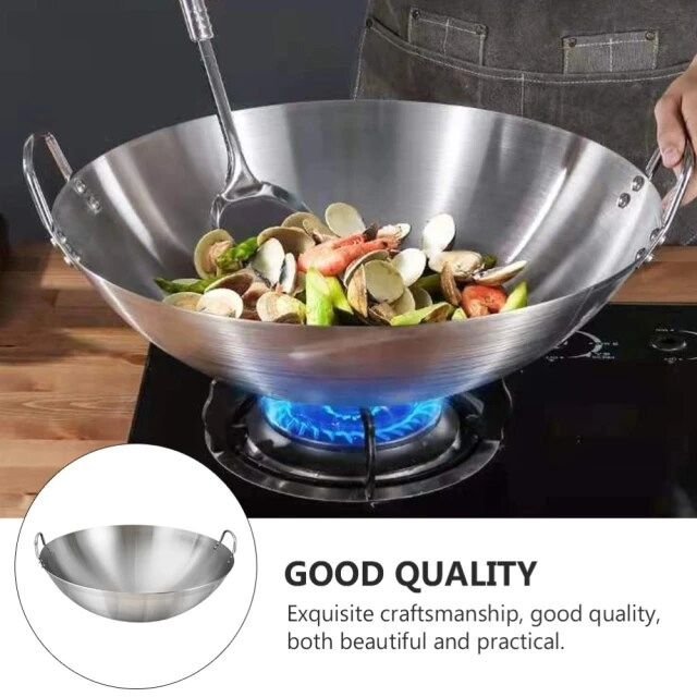 Thickened Aluminum Two Sided - Handle Wok Frying Pan | - Elegant Households KE