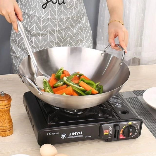 Thickened Aluminum Two Sided - Handle Wok Frying Pan | - Elegant Households KE
