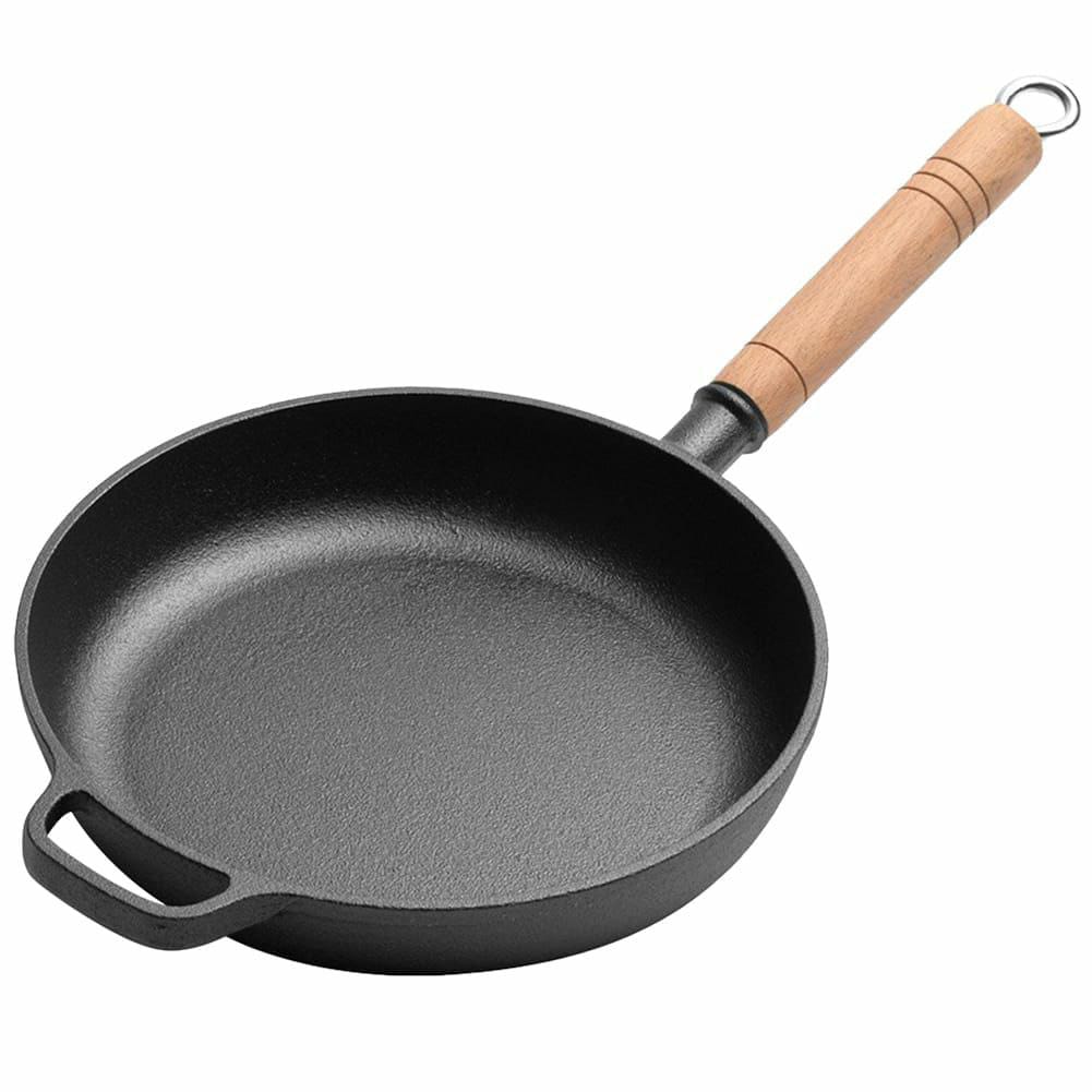 Thickened cast iron frying pan with bamboo lid | - Elegant Households KE