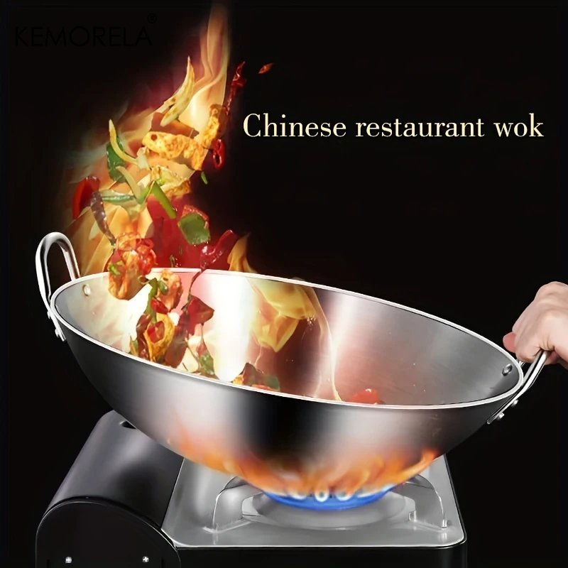 Thickened heavy gauge aluminum two sided - handle wok frying pan | - Elegant Households KE
