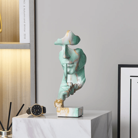 Thinker Silence Statue – Modern Abstract Face Sculpture for Home & Office Decor | - Elegant Households KE
