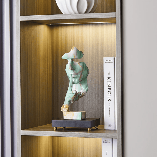 Thinker Silence Statue – Modern Abstract Face Sculpture for Home & Office Decor | - Elegant Households KE