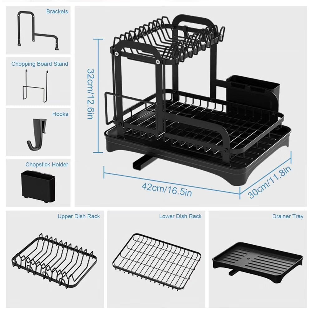Tier Dish Drying Rack with Drip Tray | - Elegant Households KE