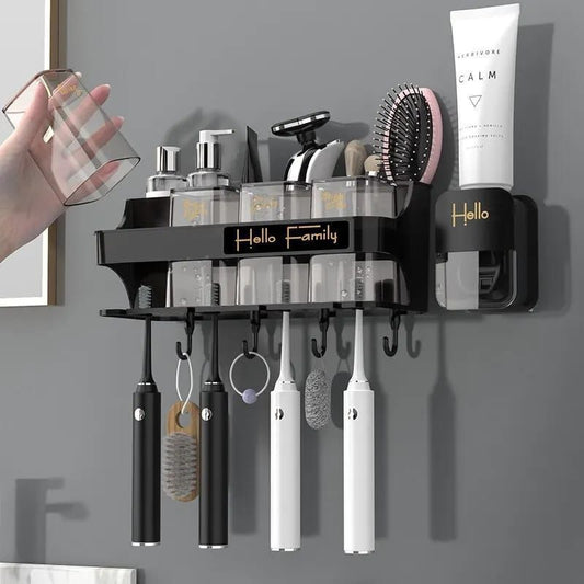 Toothbrush holder /Toothpaste dispenser with cups | - Elegant Households KE