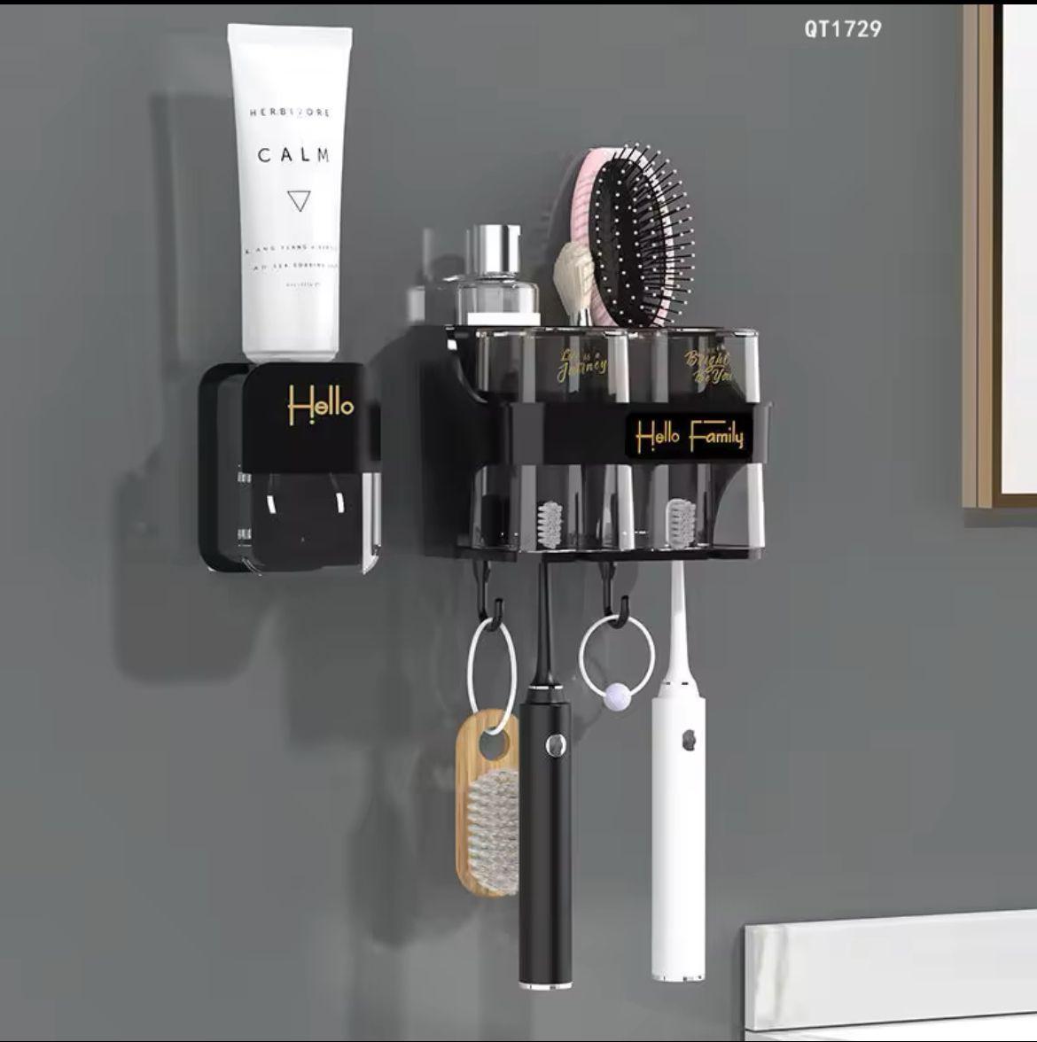 Toothbrush holder /Toothpaste dispenser with cups | - Elegant Households KE