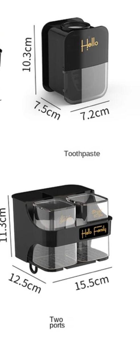 Toothbrush holder /Toothpaste dispenser with cups | - Elegant Households KE