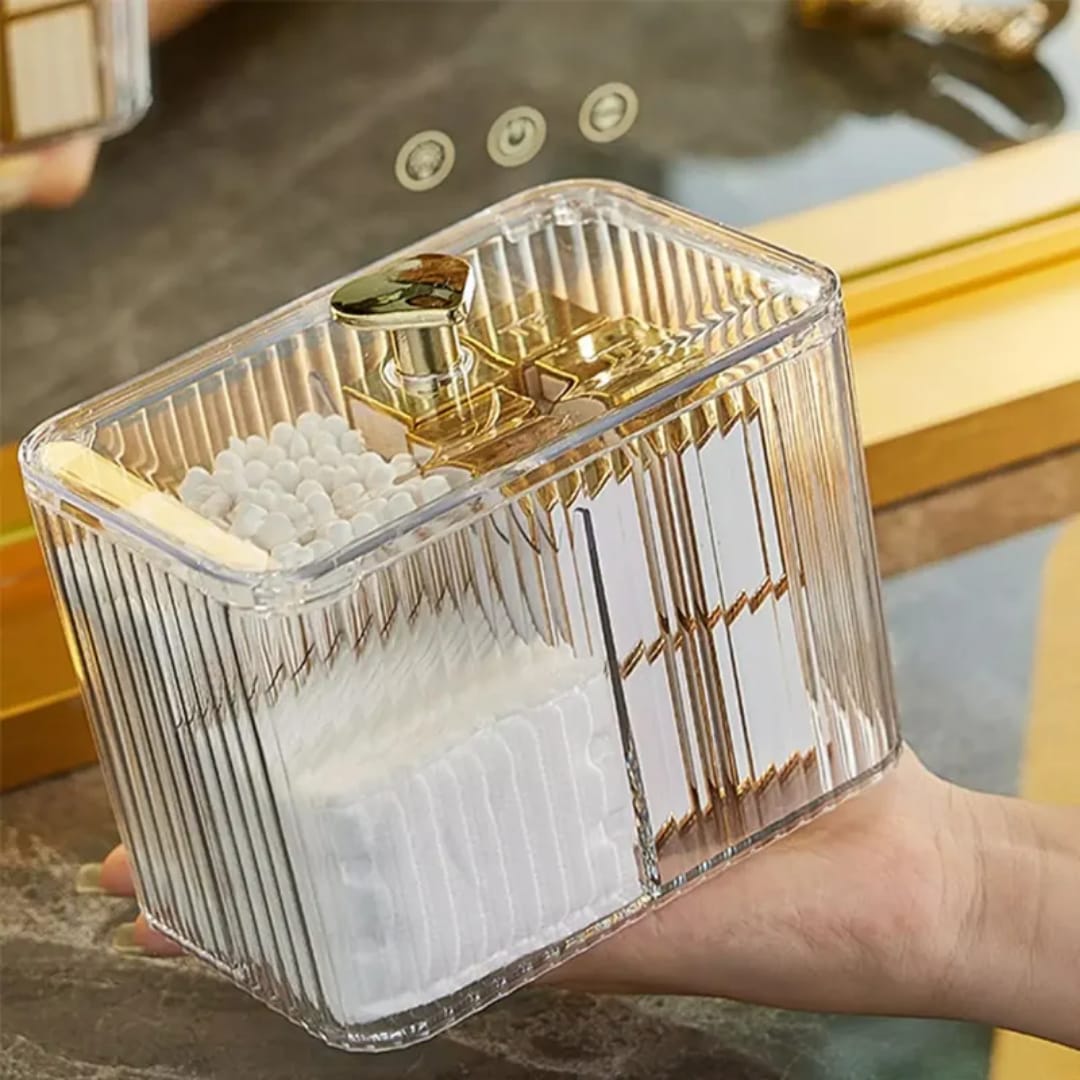 Transparent Acrylic Cotton Swab Storage Box | - Elegant Households KE