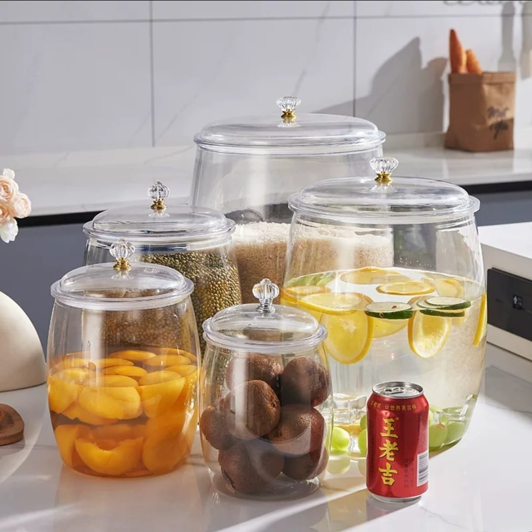 Transparent Airtight Large Storage Jar for Grains & Dry Foods | - Elegant Households KE
