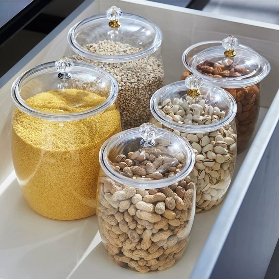 Transparent Airtight Large Storage Jar for Grains & Dry Foods | - Elegant Households KE