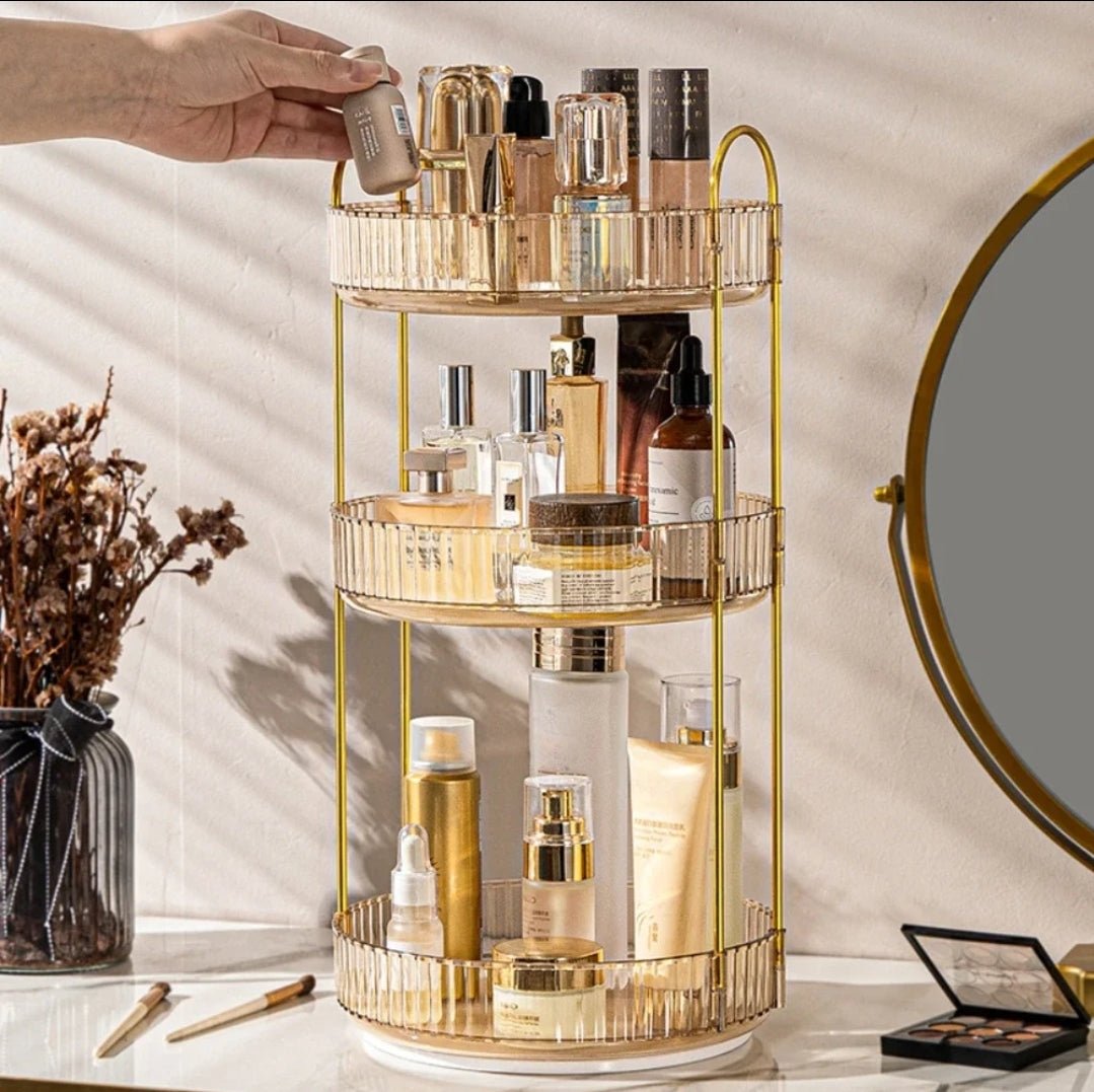 Makeup Organizer Price in Kenya – 3 Tier Rotating Transparent Cosmetic & Cosmetic Storage Organizer