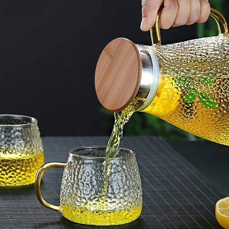 Transparent Teapot / Coffee /Juice/ Lemonade Jug Flower Tea Pot Hot/Cold Water Pitcher | - Elegant Households KE