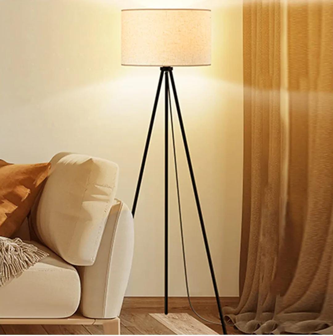 Tripod Floor Lamp for Living Room 15watts Tall Standing Lampshade | - Elegant Households KE