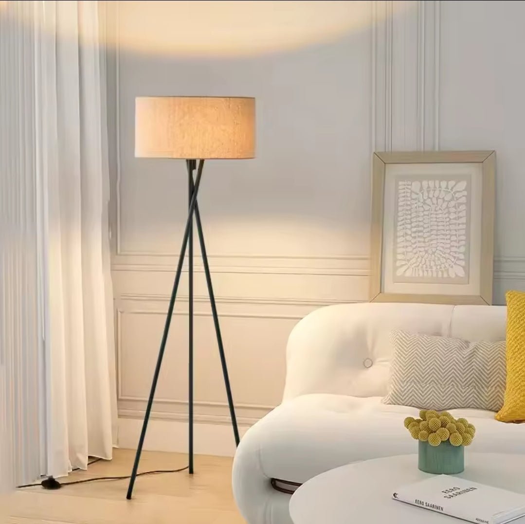 Tripod Floor Lamp for Living Room 15watts Tall Standing Lampshade | - Elegant Households KE