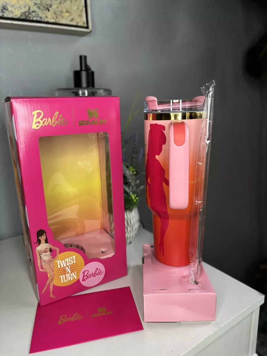 Twist ’N’ Turn Barbie Stanley Edition – 1.2L Stainless Steel Vacuum - Insulated Mug with Handle and Straw Lid | - Elegant Households KE