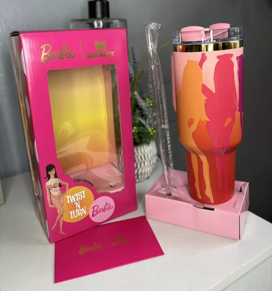 Twist ’N’ Turn Barbie Stanley Edition – 1.2L Stainless Steel Vacuum - Insulated Mug with Handle and Straw Lid | - Elegant Households KE