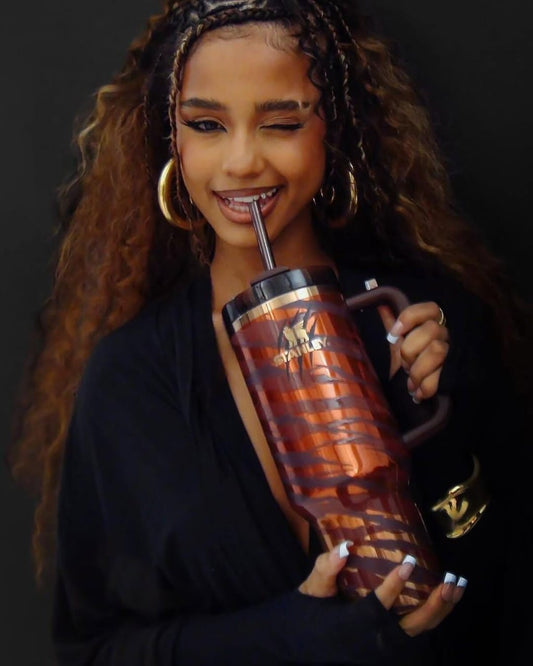 Tyla Stanley Edition Insulated Mug – 1.2L Stainless Steel Vacuum Tumbler with Handle and Straw Lid | - Elegant Households KE
