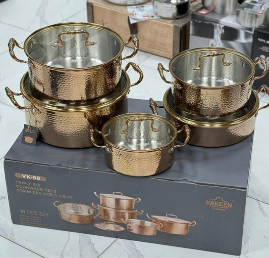 UAKEEN Germany 10PCS Triply Stainless Steel Cookware Set | - Elegant Households KE