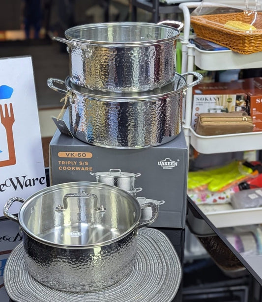 UAKEEN Germany 6PCS Triply Stainless Steel Casserole Cookware Set | - Elegant Households KE