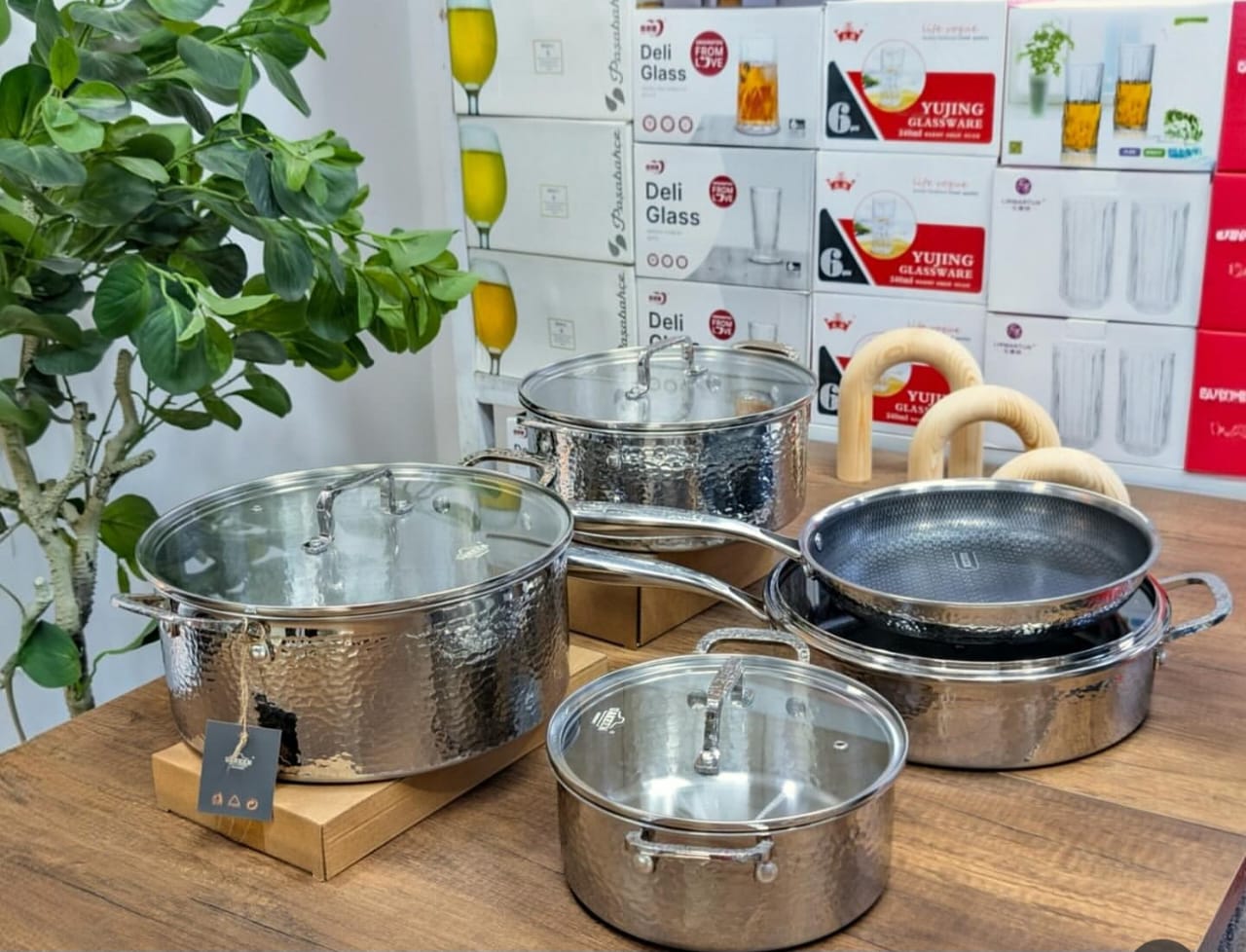 UAKEEN Germany 9PCS Triply Stainless Steel Cookware Set | - Elegant Households KE