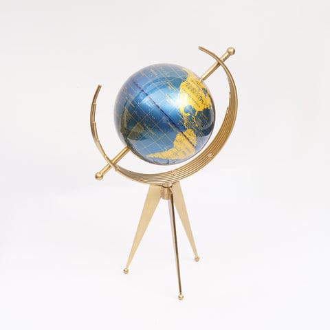 Unique Double Axis Globe With Golden Metal Tripod Stand | - Elegant Households KE