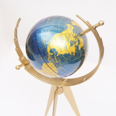 Unique Double Axis Globe With Golden Metal Tripod Stand | - Elegant Households KE