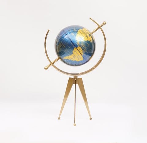 Unique Double Axis Globe With Golden Metal Tripod Stand | - Elegant Households KE