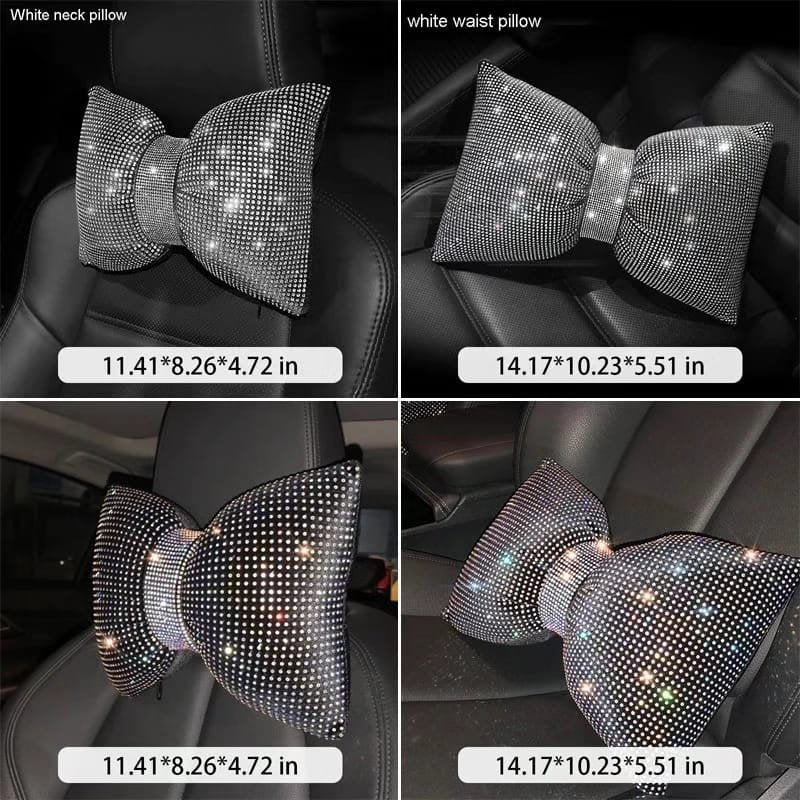 Universal luxury rhinestone diamond bowknot car headrest | - Elegant Households KE