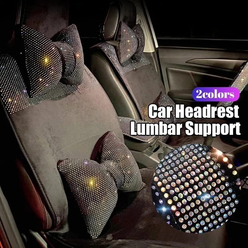 Universal luxury rhinestone diamond bowknot car headrest | - Elegant Households KE