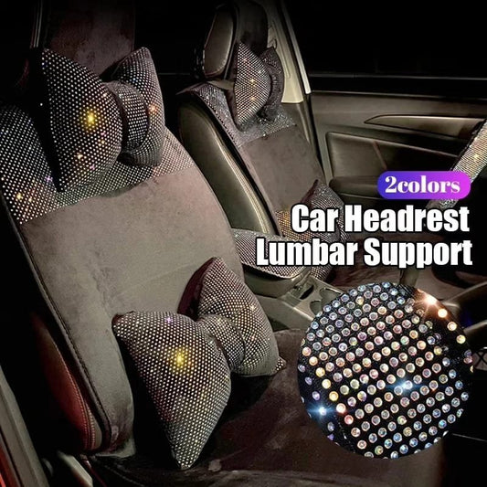 Universal luxury rhinestone diamond bowknot car headrest | - Elegant Households KE