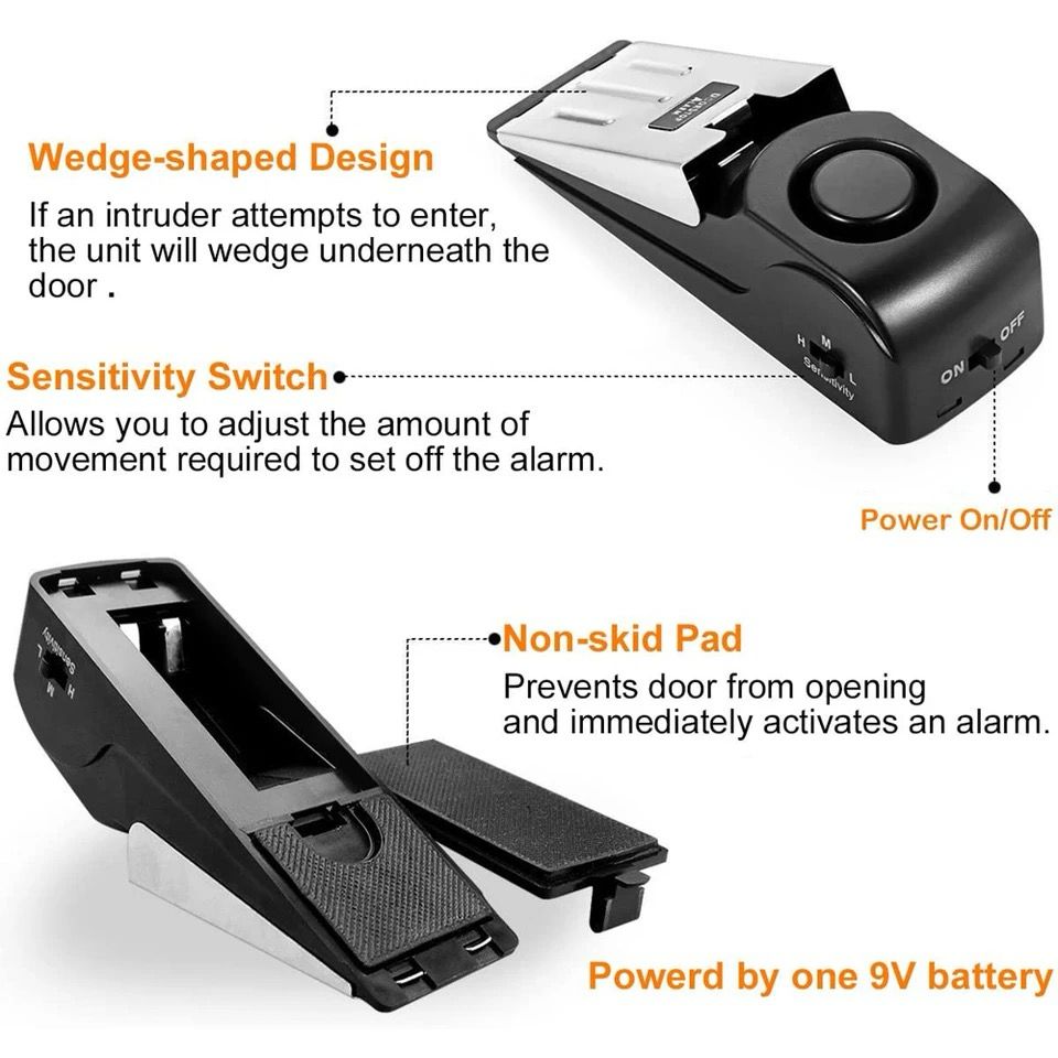 Upgraded Door Stopper Alarm WITH FREE BATTERIES | - Elegant Households KE