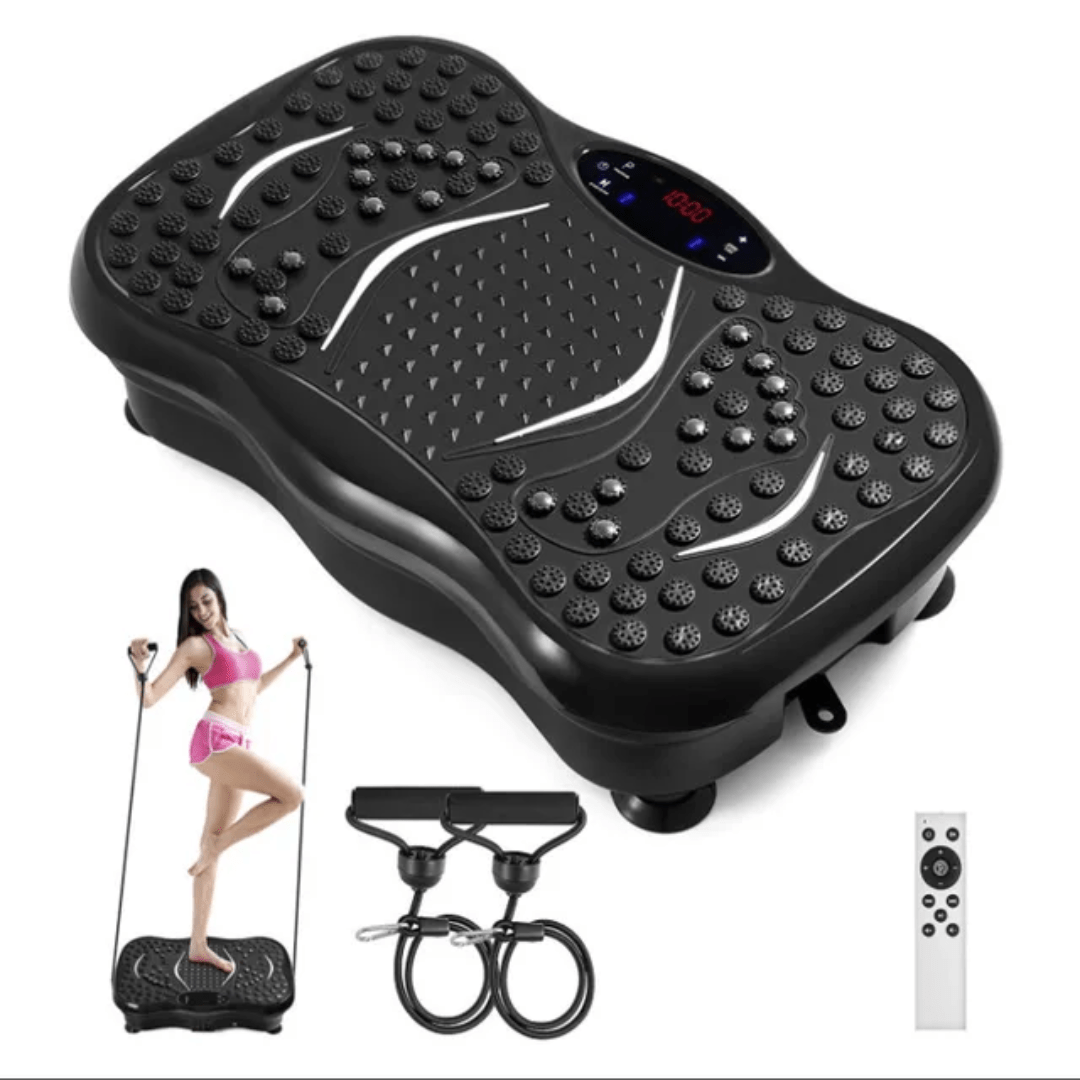Vibration Fitness Plate with Remote & Bands – Full Body Workout Machine | - Elegant Households KE